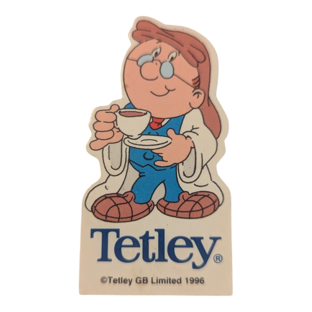 Vintage 1996 Tetley Tea Guy Refrigerator Soft Plastic Fridge Magnet 2.75"